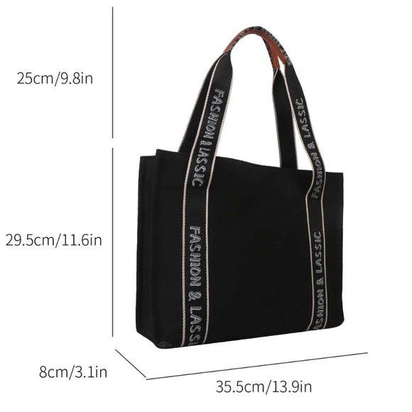 Black and White Letter Print Bag - Picture 6 of 6